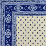 Provencal Quilted Cotton Square Table Mat White/Blue "Esterel" pattern