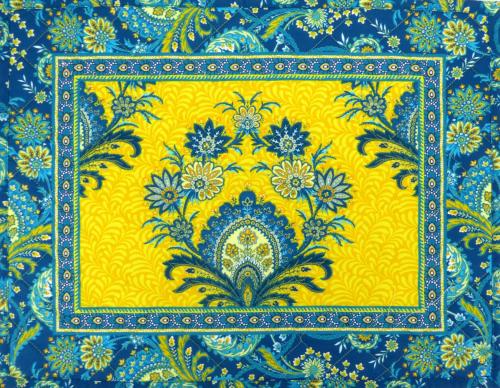 Yellow Quilted placemat 14"x18", "Haveli" design