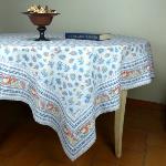 Provencal Square Cotton Tablecloth light blue "Floral