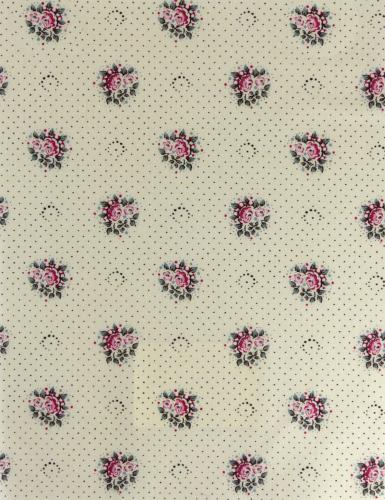French Provencal Printed cotton Fabric Flowers Ecru