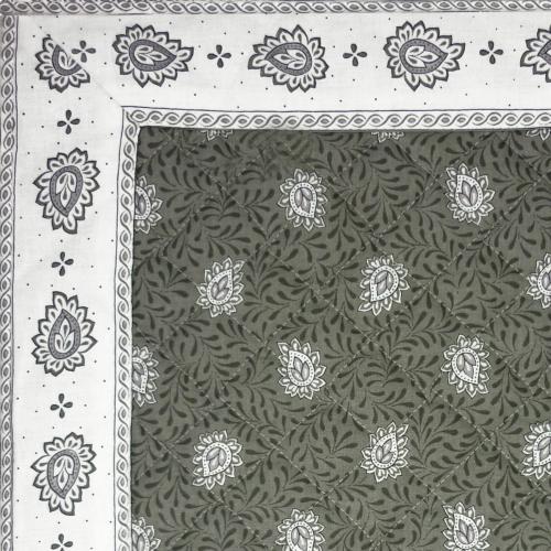 French quilted table runner "Lotus" Grey 18x59 inch
