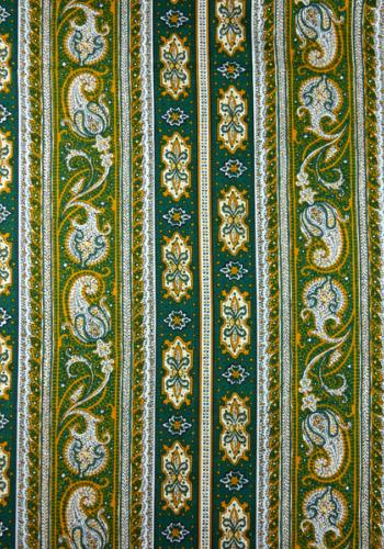 Provencal Printed cotton Border stripe Fabric Green Bastidin
