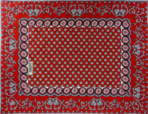 Red Quilted cotton placemat 14"x 18",  "Dentelle" pattern