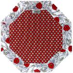 Red Octogonal Quilted placemat, "Dentelle" design