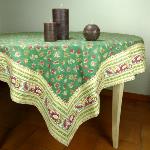 Provencal Square Cotton Tablecloth green "Floral" pattern