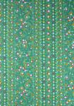 “Green Flowers”, French Border Stripe Fabric 67